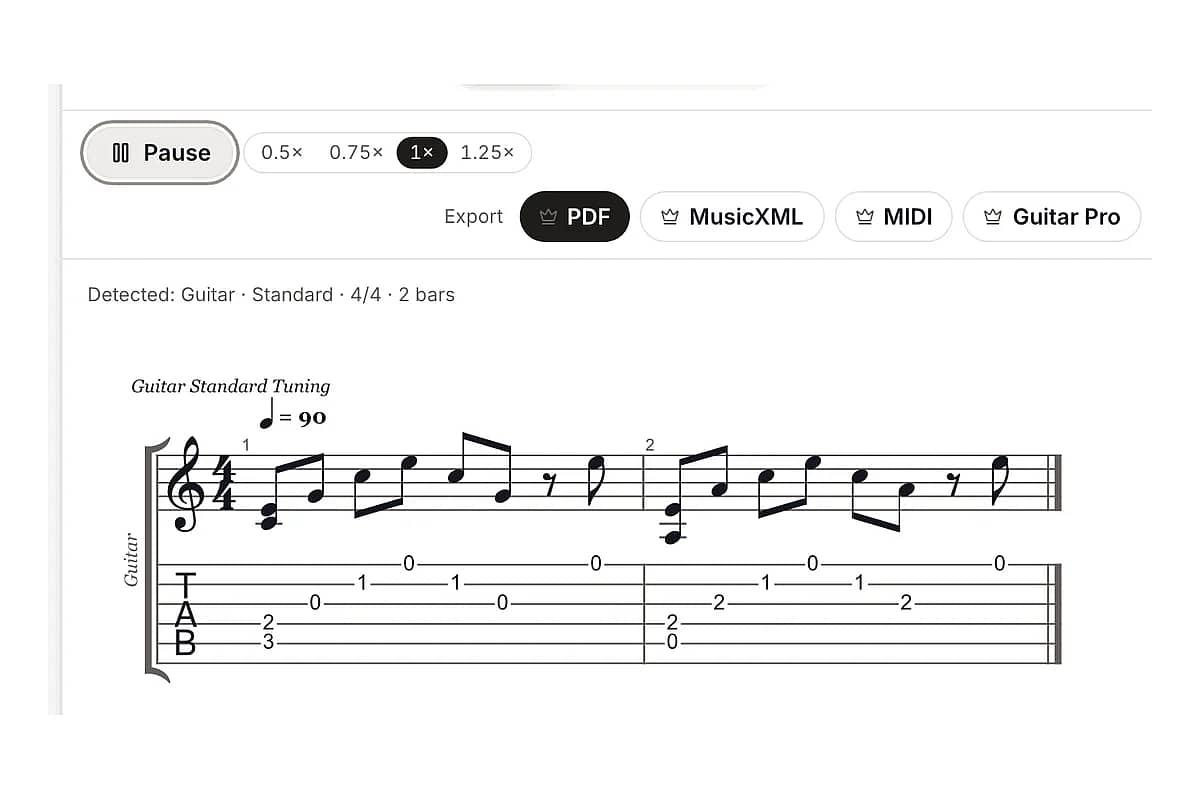 Playback cursor moving across converted notation